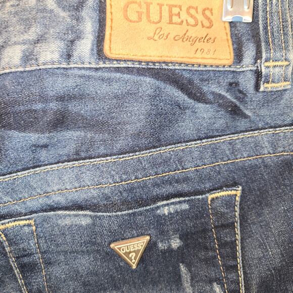 Vintage Guess US26 Y2K Dark Wash Low Waist Bootcut/Flare Jeans [0448] - Picture 4 of 10